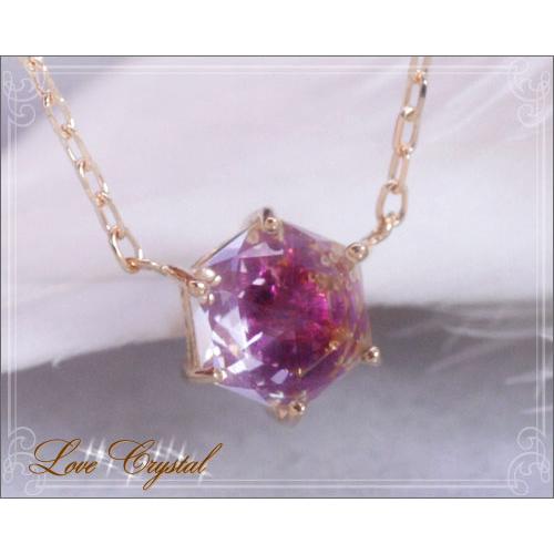 ルビー クォーツ 水晶 ローズカット ネックレス K10ピンクゴールド 7月誕生石
