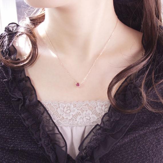 ルビー クォーツ 水晶 ローズカット ネックレス K10ピンクゴールド 7月誕生石