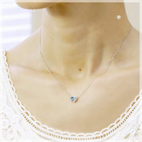 ブルートパーズ ネックレス ペアシェイプ ダイヤモンド 0.1ct ハート 