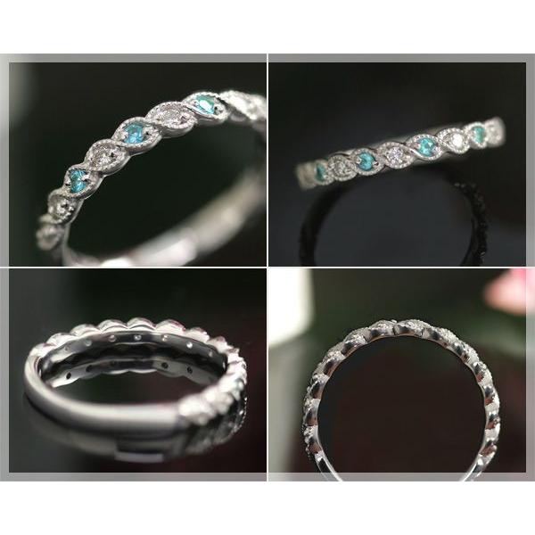 パライバトルマリン ダイヤモンド 0.12ct リング 指輪 K18ホワイトゴールド 10月誕生石の画像