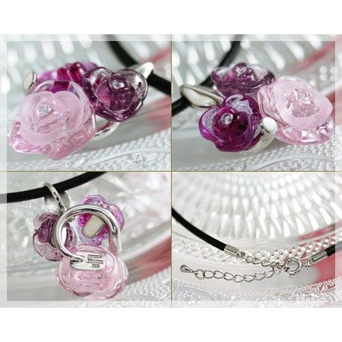 ANNE CLAY アンヌ・クレイ 3つバラ 薔薇 ネックレス「Fuchsia 