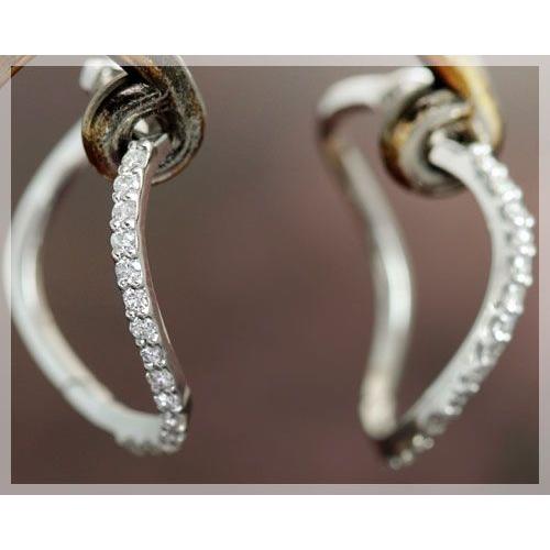 ダイヤモンド 0.30ct ピアス フープピアス レディース K18ホワイト 