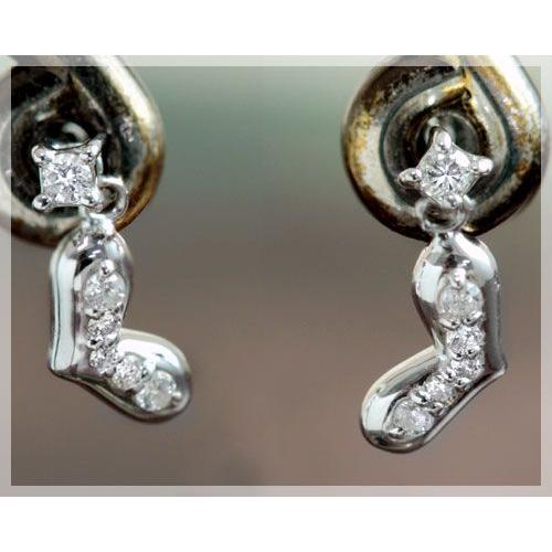 ダイヤモンド 0.12ct ピアス ハートモチーフ K18WG 18k 18金  