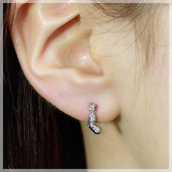 ダイヤモンド 0.12ct ピアス ハートモチーフ K18WG 18k 18金  