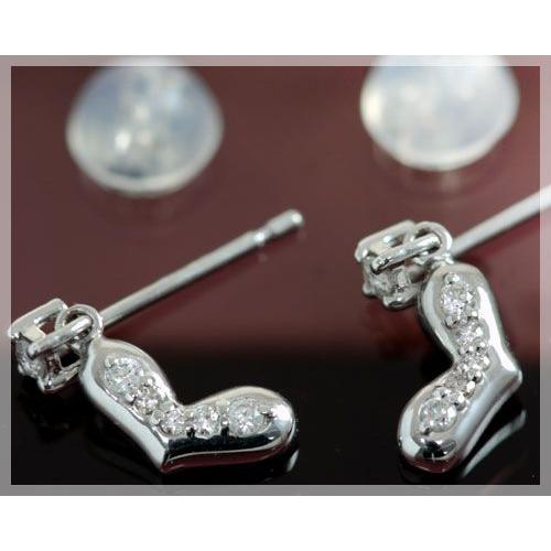 ダイヤモンド 0.12ct ピアス ハートモチーフ K18WG 18k 18金  