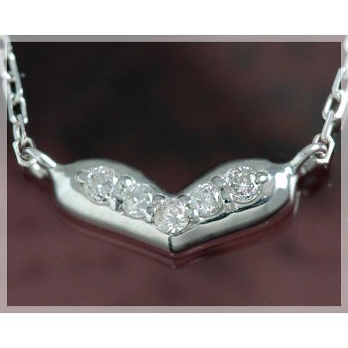 ダイヤモンド 0.06ct ネックレス レディース ハート K18ホワイト