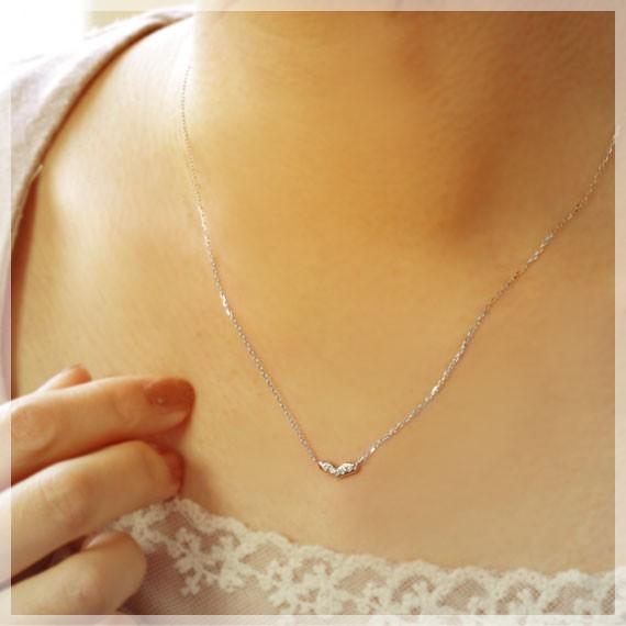 ダイヤモンド 0.06ct ネックレス レディース ハート K18ホワイト