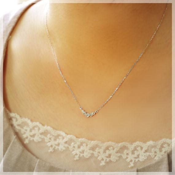 ダイヤモンド 0.13ct ネックレス レディース K18ホワイト