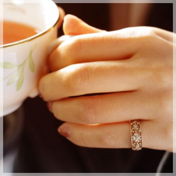 ピンキーリング 18k ピンクゴールド ダイヤモンド 0.05ct リング 指輪  