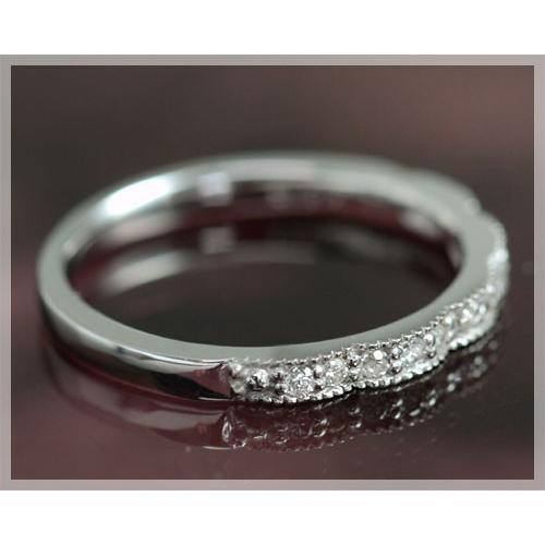ピンキーリング 18k ダイヤモンド 0.08ct レディース リング 指輪 ハーフ・エタニティ K18ホワイトゴールド K18WG 3から13号対応 4月誕生石の画像