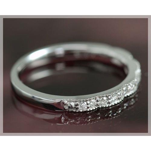 ピンキーリング 18k ダイヤモンド 0.08ct レディース リング 指輪 ハーフ・エタニティ K18ホワイトゴールド K18WG 3から13号対応 4月誕生石の画像