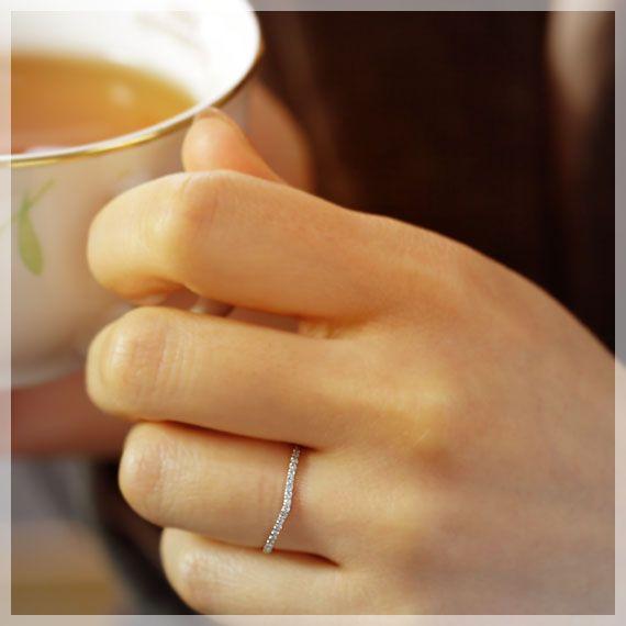 美品 K18WG ダイヤモンド ハーフ エタニティリング D:0.09ct 美品