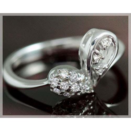 ピンキーリング 18k ダイヤモンド 0.12ct レディース ハート リング