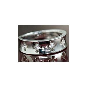 ピンキーリング 18k ダイヤモンド 0.17ct クロス リング 指輪