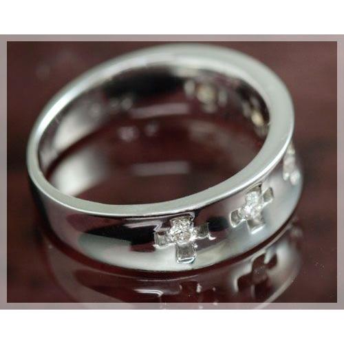 ピンキーリング 18k ダイヤモンド 0.17ct クロス リング 指輪 