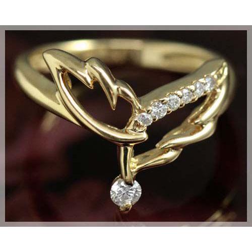 ピンキーリング 指輪 18k ダイヤモンド 0.12ct レディース リング 天使 