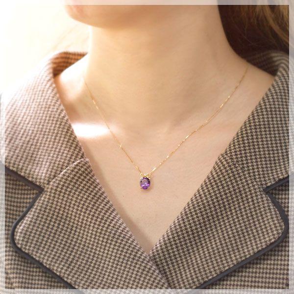 大粒 天然アメジスト 10x8mm ダイヤモンド リボン ペンダントトップ  