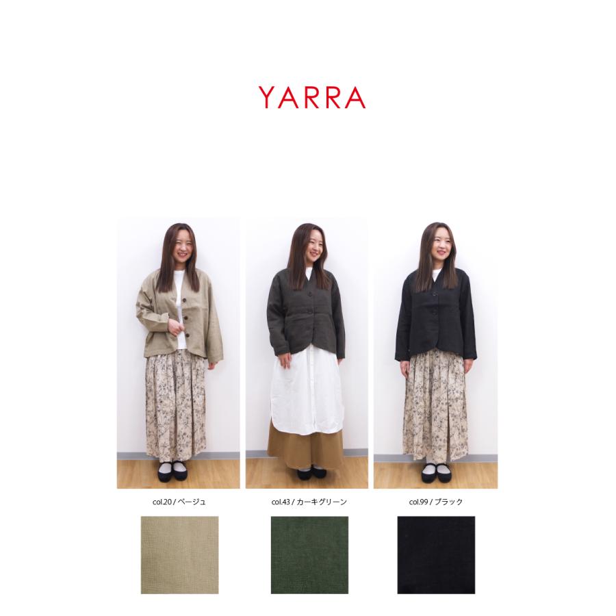 Yarra ヤラ　ノーカラーリネンジャケット　ベージュ YARRA [D] 【SALE・セール】 ヤラ リネン麻 リネン100％ ノー