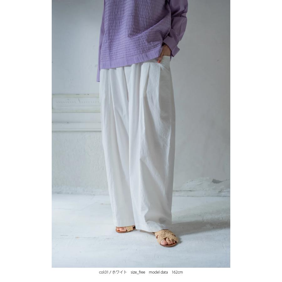 [B] 【SALE・セール】 ヤラ YARRA タックパンツ パンツ ワイドパンツ YARRA のコンパクトツイルタックパンツ | YARRA | 01