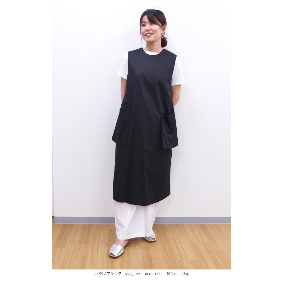 [B] 【SALE・セール】 ミズイロインド mizuiro ind ワンピース ノースリーブ ジャンバースカート レディース 日本製 無地 Aラインサイドポケットワンピース | mizuiroind | 01