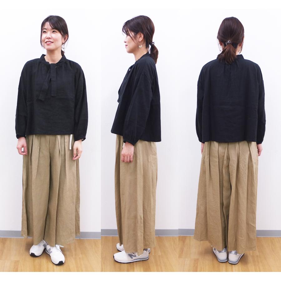 [B] 【SALE・セール】 イナ ina パンツ リネンパンツ ワイドパンツ キュロット 無地 日本製 レディース シンプル ナチュラル リネンワイドパンツ | イナ | 10