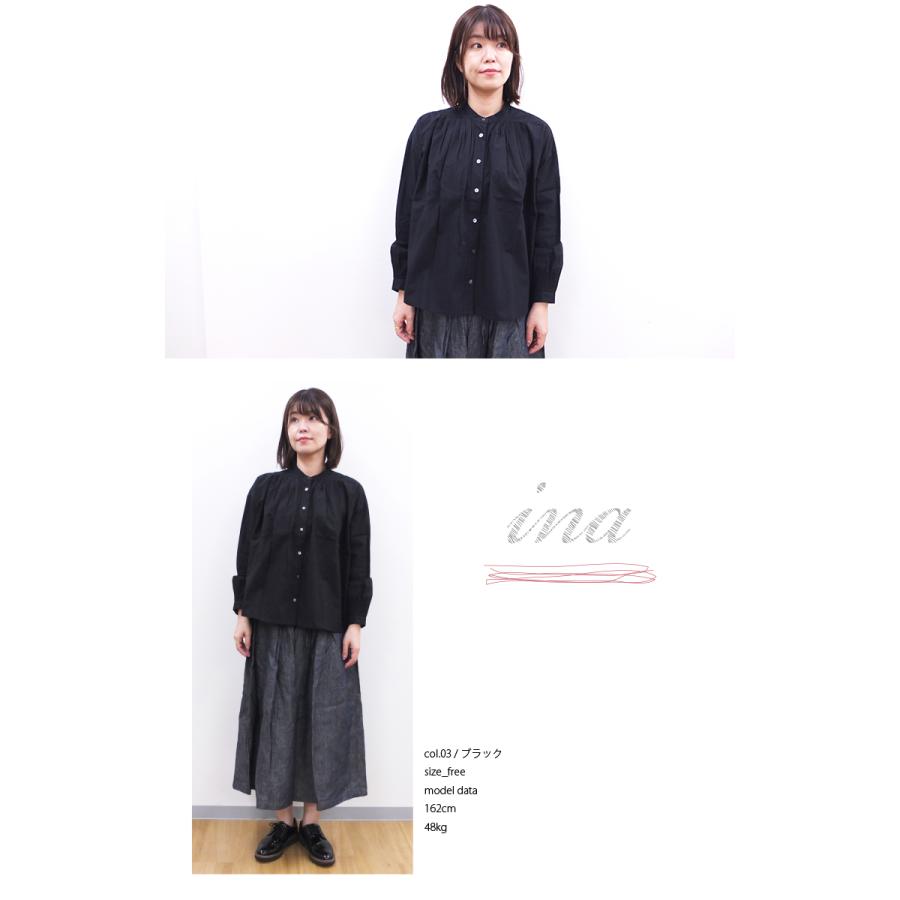 [D] 【SALE・セール】 イナ ina シャツ ブラウス 無地 Made in Japan 日本製 レディース シンプル ナチュラル 綿 ウール 肩タックシャツ | イナ | 03