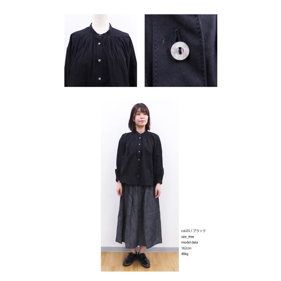 [D] 【SALE・セール】 イナ ina シャツ ブラウス 無地 Made in Japan 日本製 レディース シンプル ナチュラル 綿 ウール 肩タックシャツ | イナ | 04