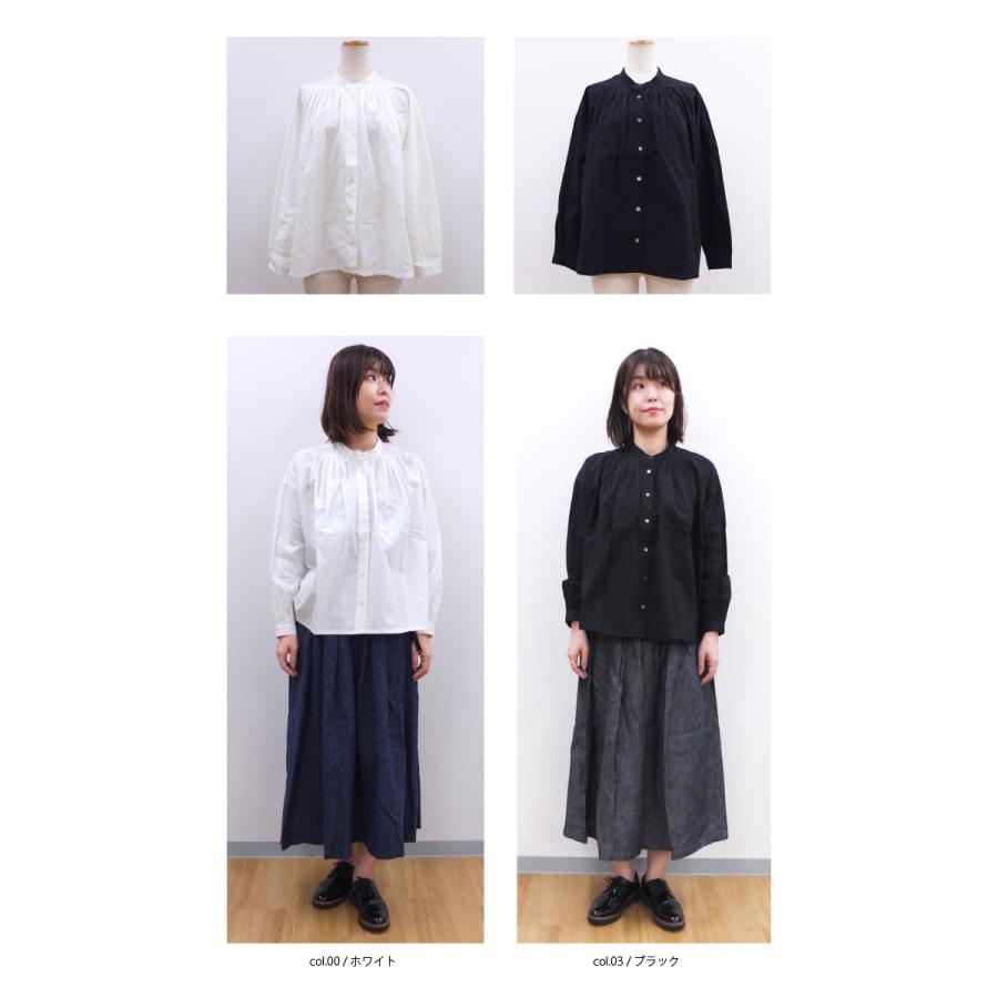 [D] 【SALE・セール】 イナ ina シャツ ブラウス 無地 Made in Japan 日本製 レディース シンプル ナチュラル 綿 ウール 肩タックシャツ | イナ | 05