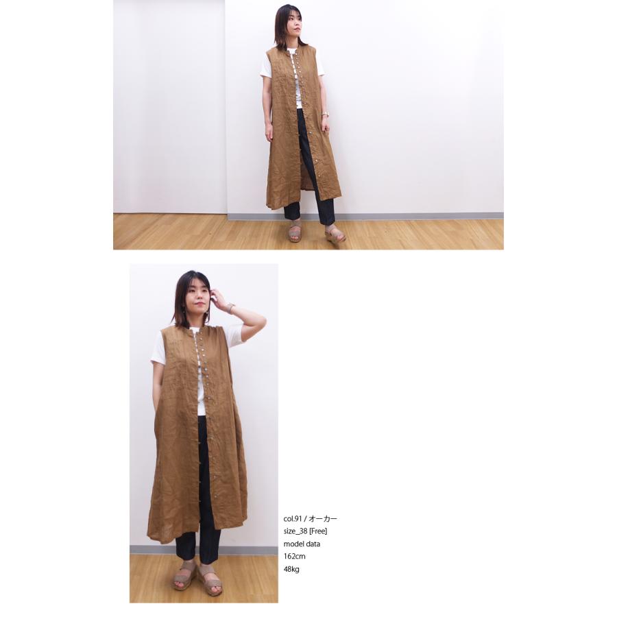 [D] 【SALE・セール】 イナ ina ワンピース シャツワンピース リネン 麻 日本製 レディース シンプル ナチュラル ピンタックノースリシャツワンピース | イナ | 05