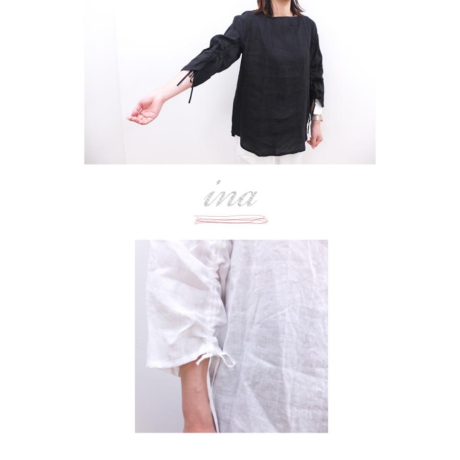 [D] 【SALE・セール】 イナ ina リネン 麻 ブラウス 無地 Made in Japan 日本製 レディース シンプル ナチュラル 袖シャーリングブラウス | イナ | 03