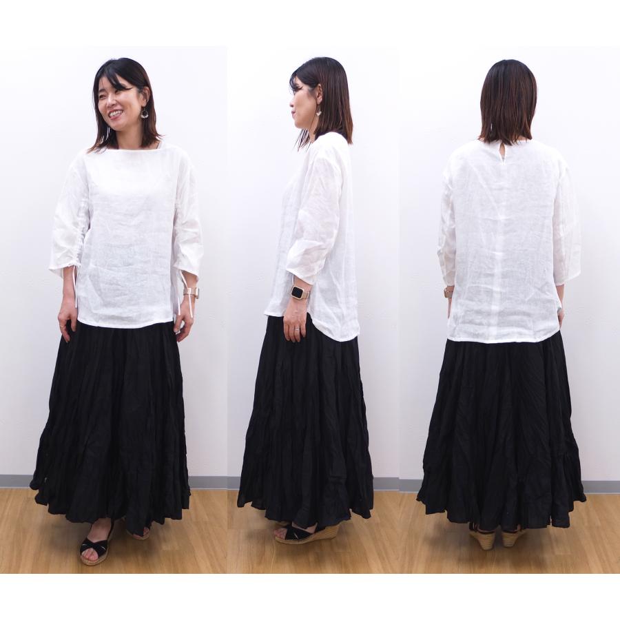 [D] 【SALE・セール】 イナ ina リネン 麻 ブラウス 無地 Made in Japan 日本製 レディース シンプル ナチュラル 袖シャーリングブラウス | イナ | 07