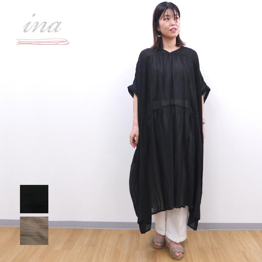 [D] 【SALE・セール】 イナ ina ワンピース 無地 Made in Japan 日本製 レディース シンプル ナチュラル 半袖 Vネックティアードワンピース | イナ