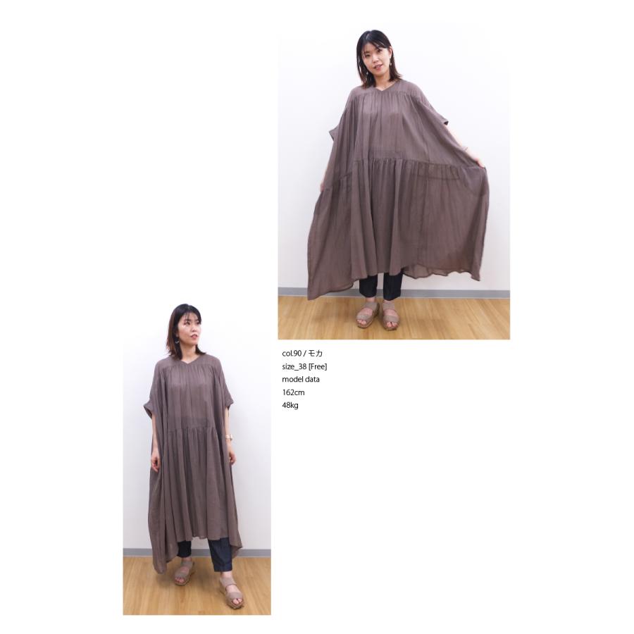 [D] 【SALE・セール】 イナ ina ワンピース 無地 Made in Japan 日本製 レディース シンプル ナチュラル 半袖 Vネックティアードワンピース | イナ | 04