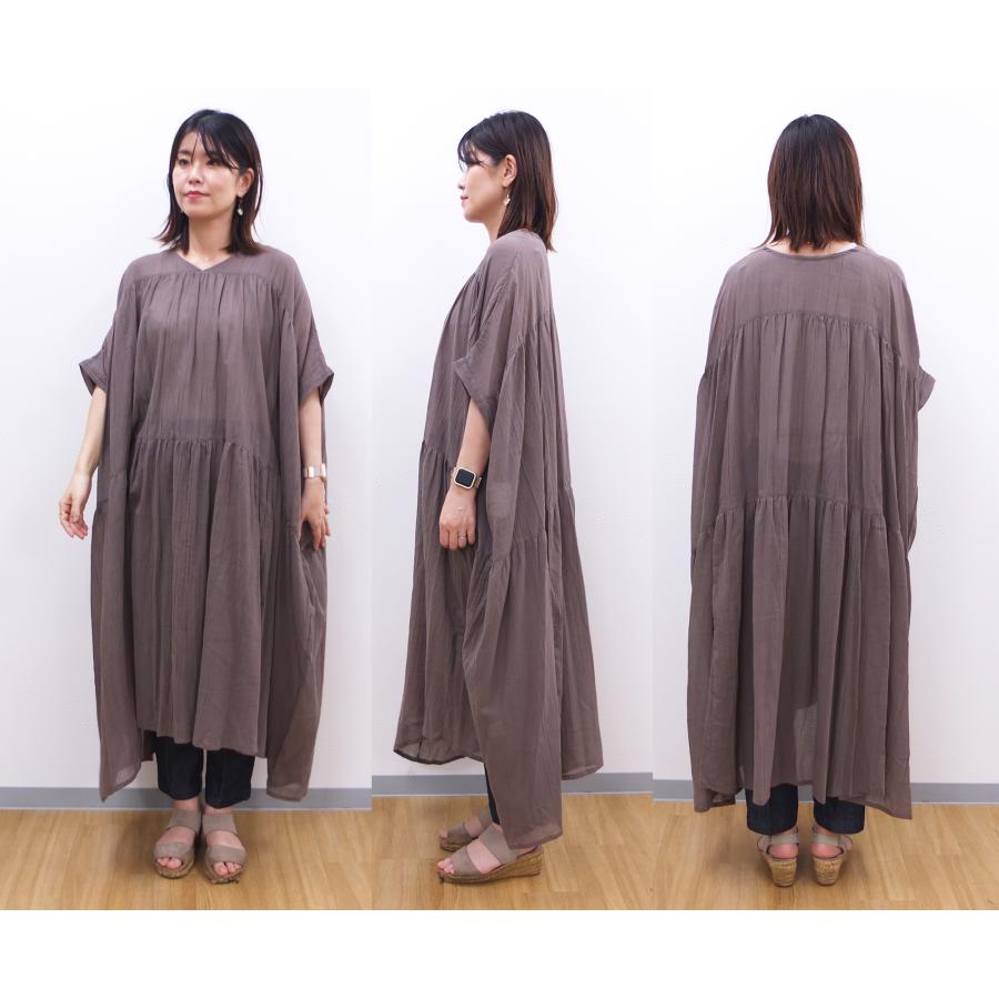 [D] 【SALE・セール】 イナ ina ワンピース 無地 Made in Japan 日本製 レディース シンプル ナチュラル 半袖 Vネックティアードワンピース | イナ | 06