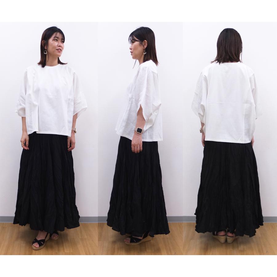 [D] 【SALE・セール】 イナ ina フレンチリネン カットソー Tシャツ 無地 日本製 レディース シンプル ナチュラル フレンチリネン布帛切替カットソーT | イナ | 05