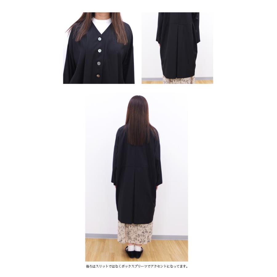 [D] 【SALE・セール】 イナ ina コート アウター Vネック カーディガン ロングカーディガン 無地 日本製 レディース シンプル ウエスト切替Vネックコート | イナ | 04