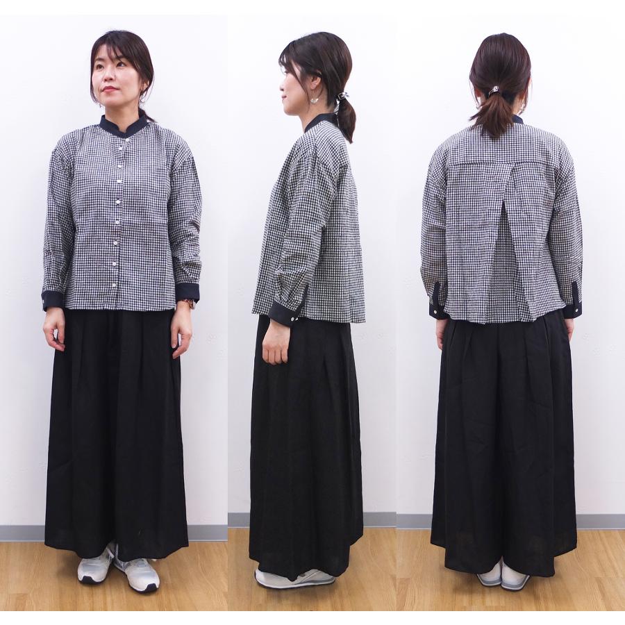 [D] 【SALE・セール】 イナ ina チェック ギンガムチェック 千鳥格子 綿麻 リネン シャツ ブラウス 日本製 レディース 後ろヨークタック綿麻ブラウス | イナ | 10