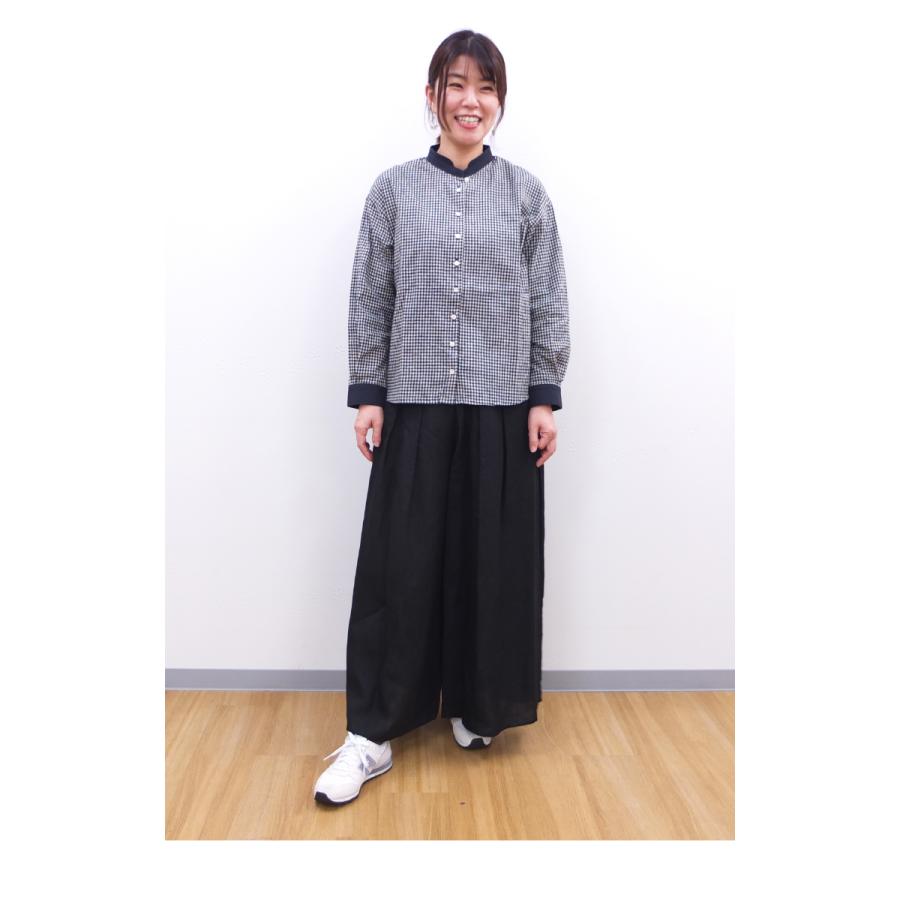 [D] 【SALE・セール】 イナ ina チェック ギンガムチェック 千鳥格子 綿麻 リネン シャツ ブラウス 日本製 レディース 後ろヨークタック綿麻ブラウス | イナ | 07