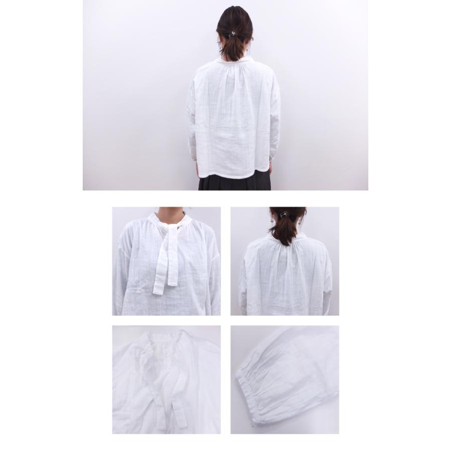 [D] 【SALE・セール】 イナ ina ガーゼ生地 ボウタイ付き シャツ ブラウス 日本製 レディース シンプル ナチュラル ボウタイ付き長袖ガーゼブラウス | イナ | 04