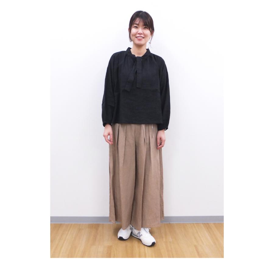 [D] 【SALE・セール】 イナ ina ガーゼ生地 ボウタイ付き シャツ ブラウス 日本製 レディース シンプル ナチュラル ボウタイ付き長袖ガーゼブラウス | イナ | 07