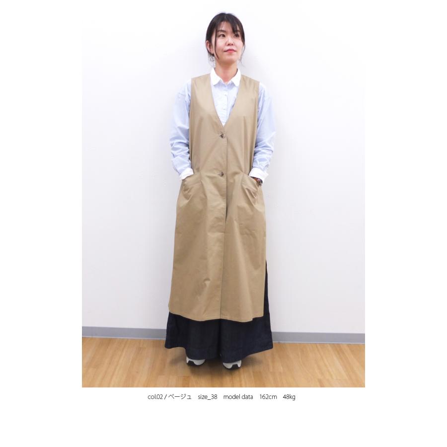[D] 【SALE・セール】 イナ ina ジレ ベスト ロングベスト ロングジレ コート スプリングコート 日本製 レディース Vネック脇スリットロングジレ | イナ | 04