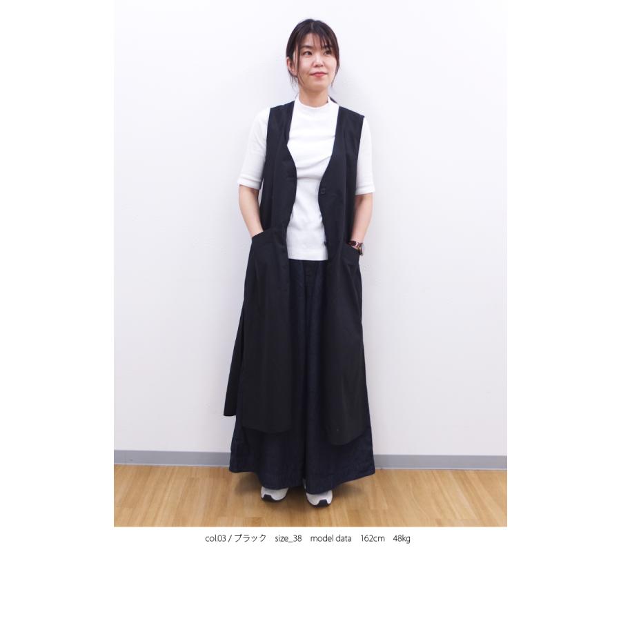 [D] 【SALE・セール】 イナ ina ジレ ベスト ロングベスト ロングジレ コート スプリングコート 日本製 レディース Vネック脇スリットロングジレ | イナ | 06