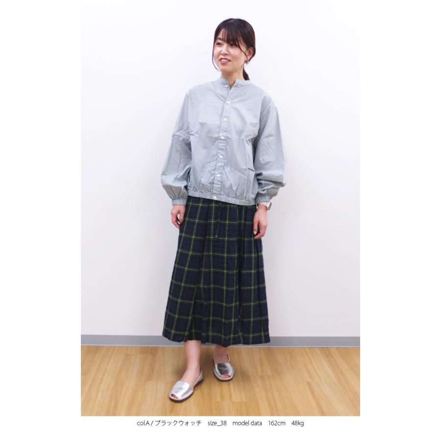 [D] 【SALE・セール】 イナ ina チェック スカート ロングスカート リネンスカート 日本製 さらっと涼しい綿麻タータンチェックウエストタックスカート | イナ | 02