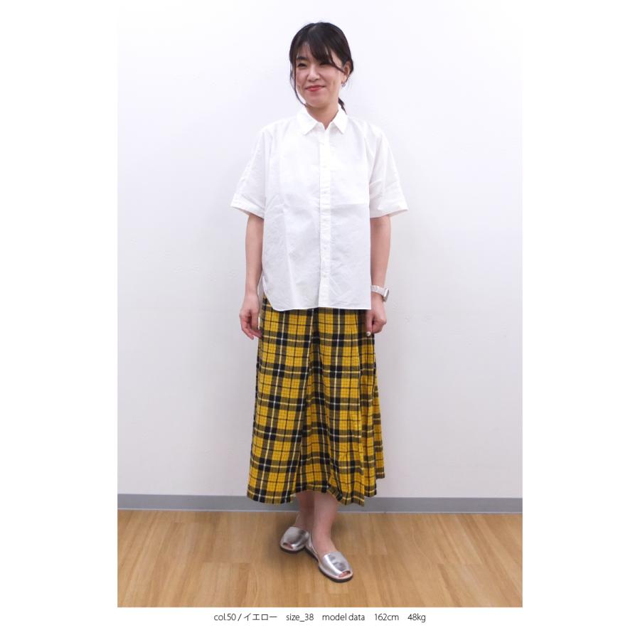 [D] 【SALE・セール】 イナ ina チェック スカート ロングスカート リネンスカート 日本製 さらっと涼しい綿麻タータンチェックウエストタックスカート | イナ | 06