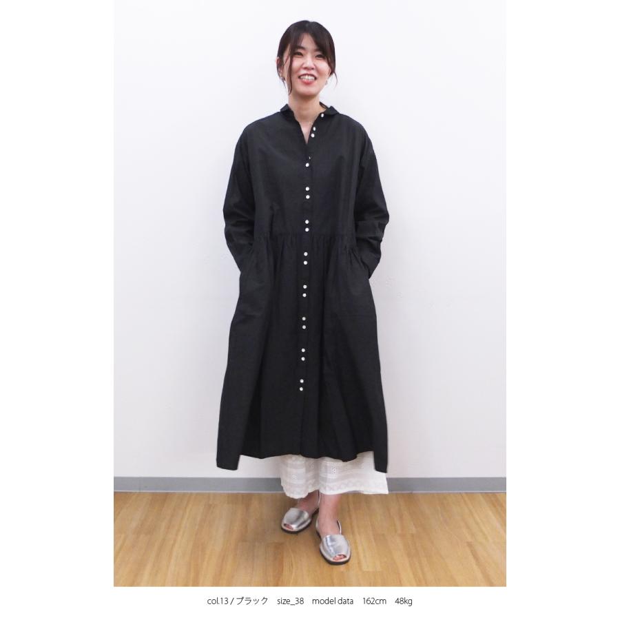 [B] 【SALE・セール】 イナ ina ワンピース 無地 Made in Japan 日本製 レディース シンプル ナチュラル ウエスト切替ギャザーシャツワンピース | イナ | 01