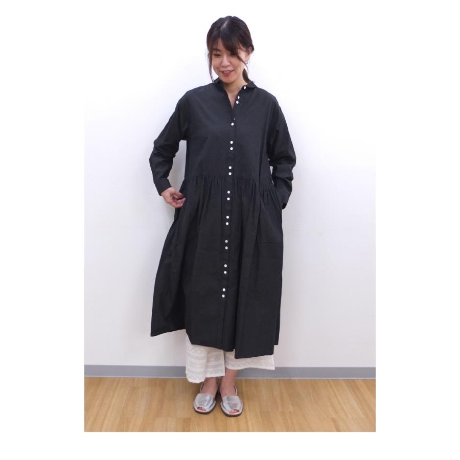 [B] 【SALE・セール】 イナ ina ワンピース 無地 Made in Japan 日本製 レディース シンプル ナチュラル ウエスト切替ギャザーシャツワンピース | イナ | 02