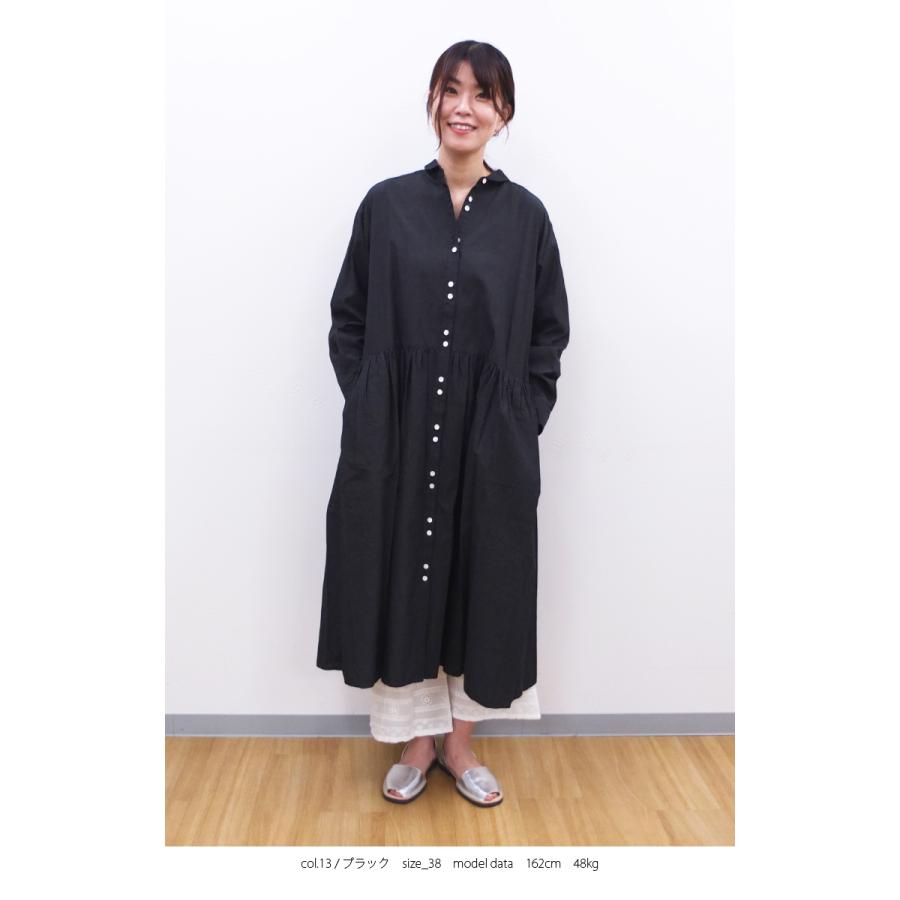 [B] 【SALE・セール】 イナ ina ワンピース 無地 Made in Japan 日本製 レディース シンプル ナチュラル ウエスト切替ギャザーシャツワンピース | イナ | 07