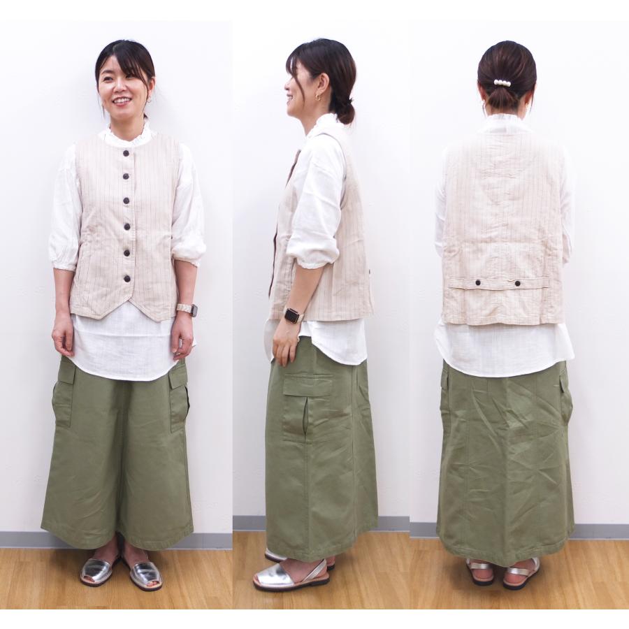 [B] 【SALE・セール】 イナ ina ジレ ベスト 綿 麻 リネン Made in Japan 日本製 レディース コットンリネンキャンバス後ろベルトベスト | イナ | 10