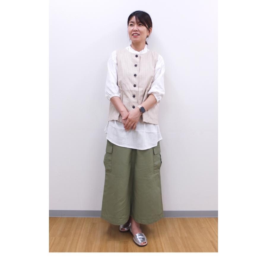[B] 【SALE・セール】 イナ ina ジレ ベスト 綿 麻 リネン Made in Japan 日本製 レディース コットンリネンキャンバス後ろベルトベスト | イナ | 02
