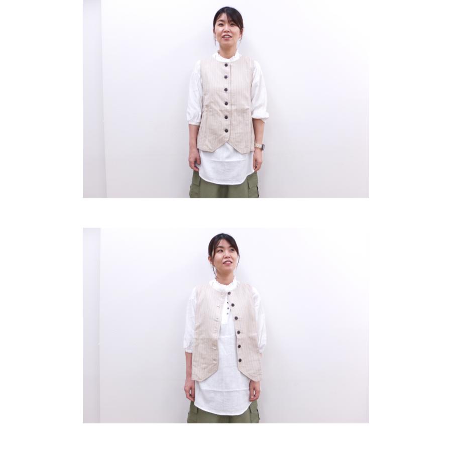[B] 【SALE・セール】 イナ ina ジレ ベスト 綿 麻 リネン Made in Japan 日本製 レディース コットンリネンキャンバス後ろベルトベスト | イナ | 03